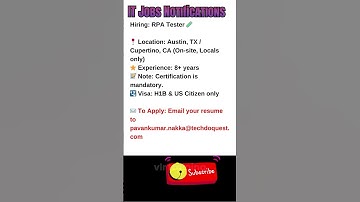 RPA Tester Job in TX & CA Sept 27, 2025