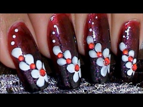 Anniversary Ombre Floral Nail Art Design Tutorial - YouTube