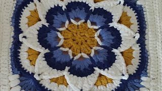Tığişi Kare Motif Yapımı  - PART 1-Nilüfer Çiçeği Modeli -Crochet Square Motif -PART 1