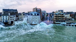 Storm Eleanor Filmed By Drone - Easy Ride Opérateur Drone - Saint-Malo - Bretagne - France - Marée