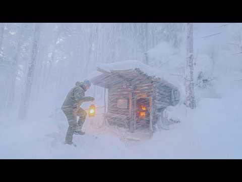 I Survived a Winter Snowstorm in a Warm Cabin | This Shelter Saved me from Blizzard