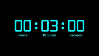 3 Minutes Countdown Timer with Alarm & Time Markers / Chapters - Retro Digital - Blue. 180 Seconds.