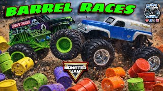 Toy Diecast Monster Truck Racing Tournament | Barrel Crashing Race | Monster Jam Series #1 🆚 #5 