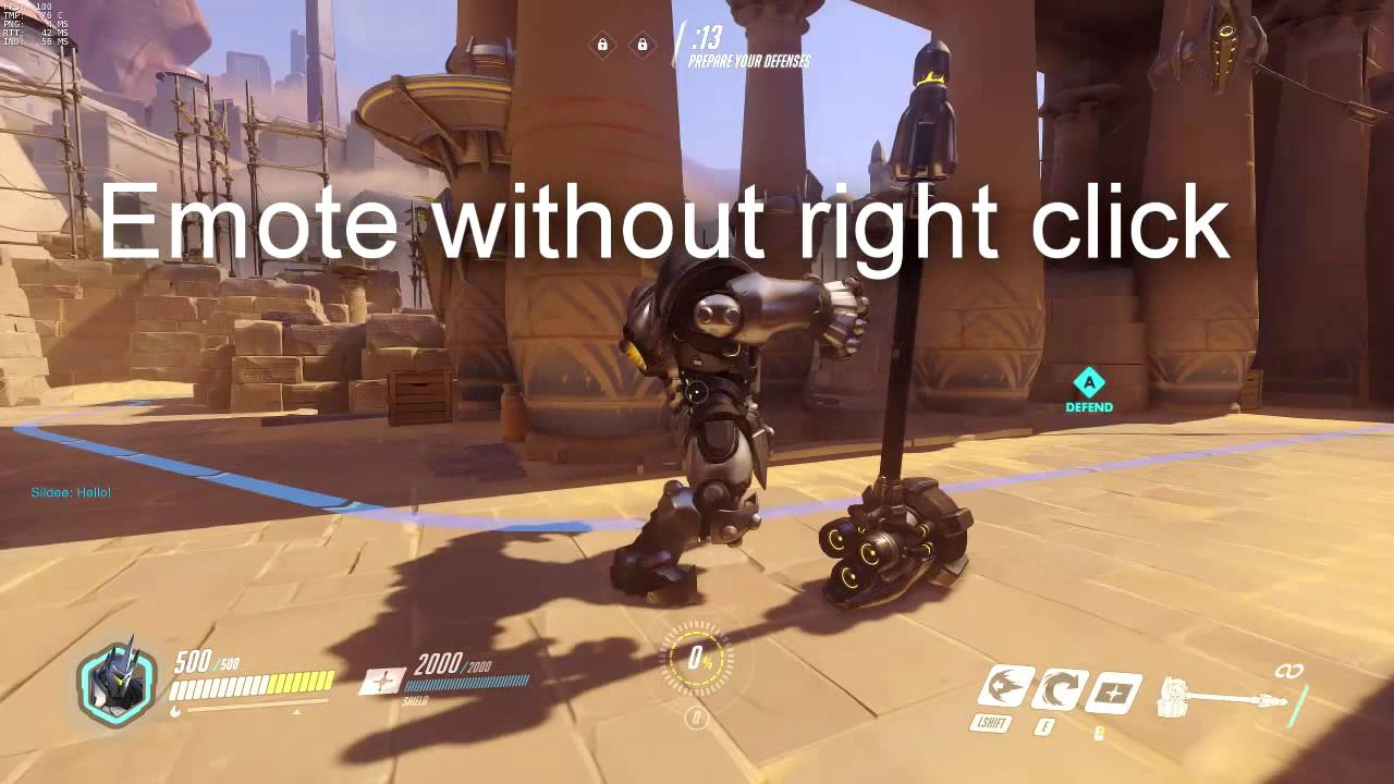 Reinhardt emote + right click bug