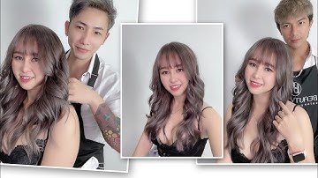 Hướng dẫn tẩy nối chân tóc nhuộm màu , nâu khói xám | salon hùng đông tinh