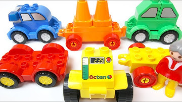 Lots of Duplo Cars and Trucks - Learn Colors with Building Blocks Toys for Children