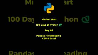 Python Tutorial for Beginners | Day 88 | Pandas Files: Reading CSV & Excel #python #coding