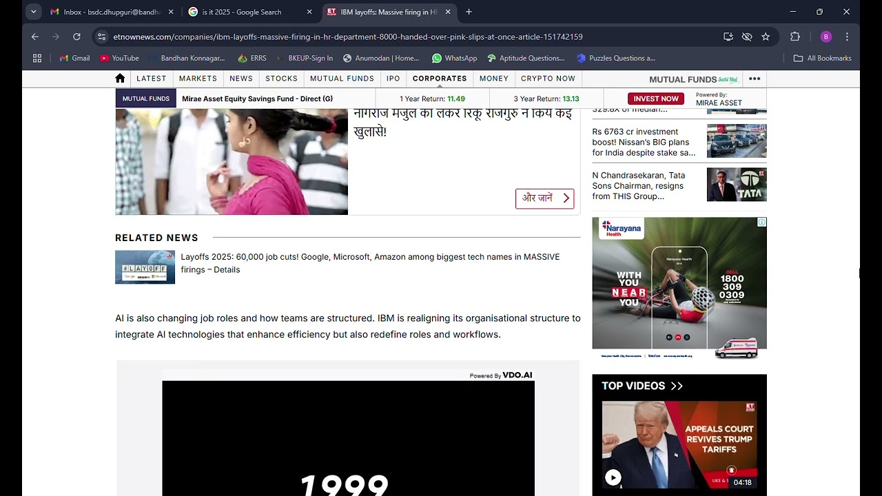 IBM layoffs  Massive firing in HR department! 8,000 handed over pink slips at once   Companies   ET