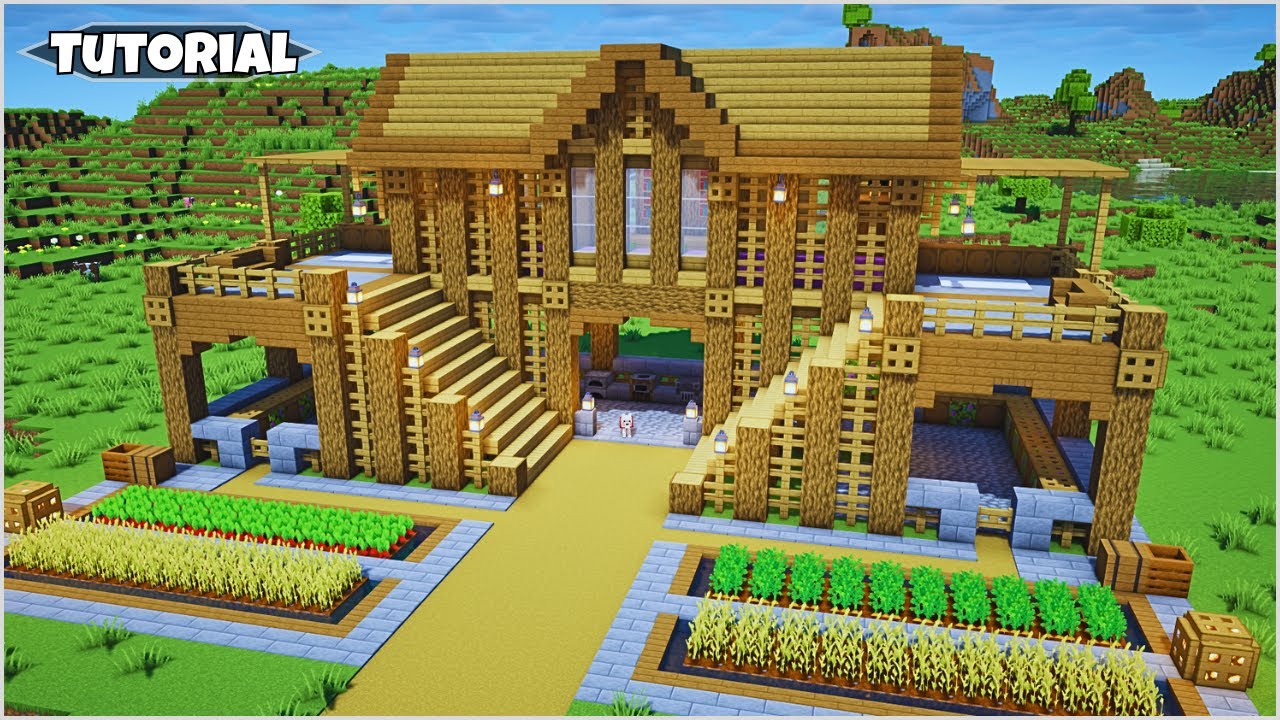 Minecraft: How to Build a Large Wooden House | Survival Base Tutorial 🏡 ...