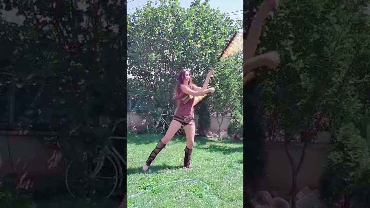 🔥 Fire Poi Spinning snakes in the garden #fire #garden #hobby #firepoi #flow