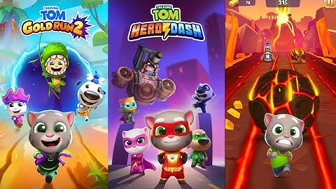 Talking Tom Gold Run vs Talking Tom Hero Dash vs Time Rush vs Cat Runner - 4x Gameplay Android IOS