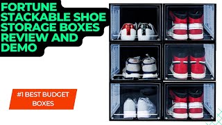 Amazon FORTUNE Shoe Storage Boxes Organizer Best Budget Stackable Sneaker Display Review Demo