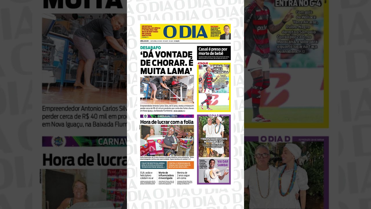 Capa do jornal O Dia  -  31 de janeiro