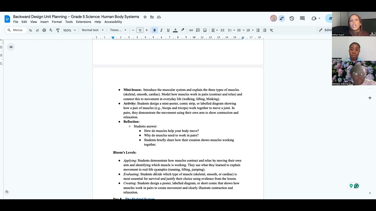 Hafsa and Mayrabell's Backward Design Unit Plan + Melissa's Portfolio