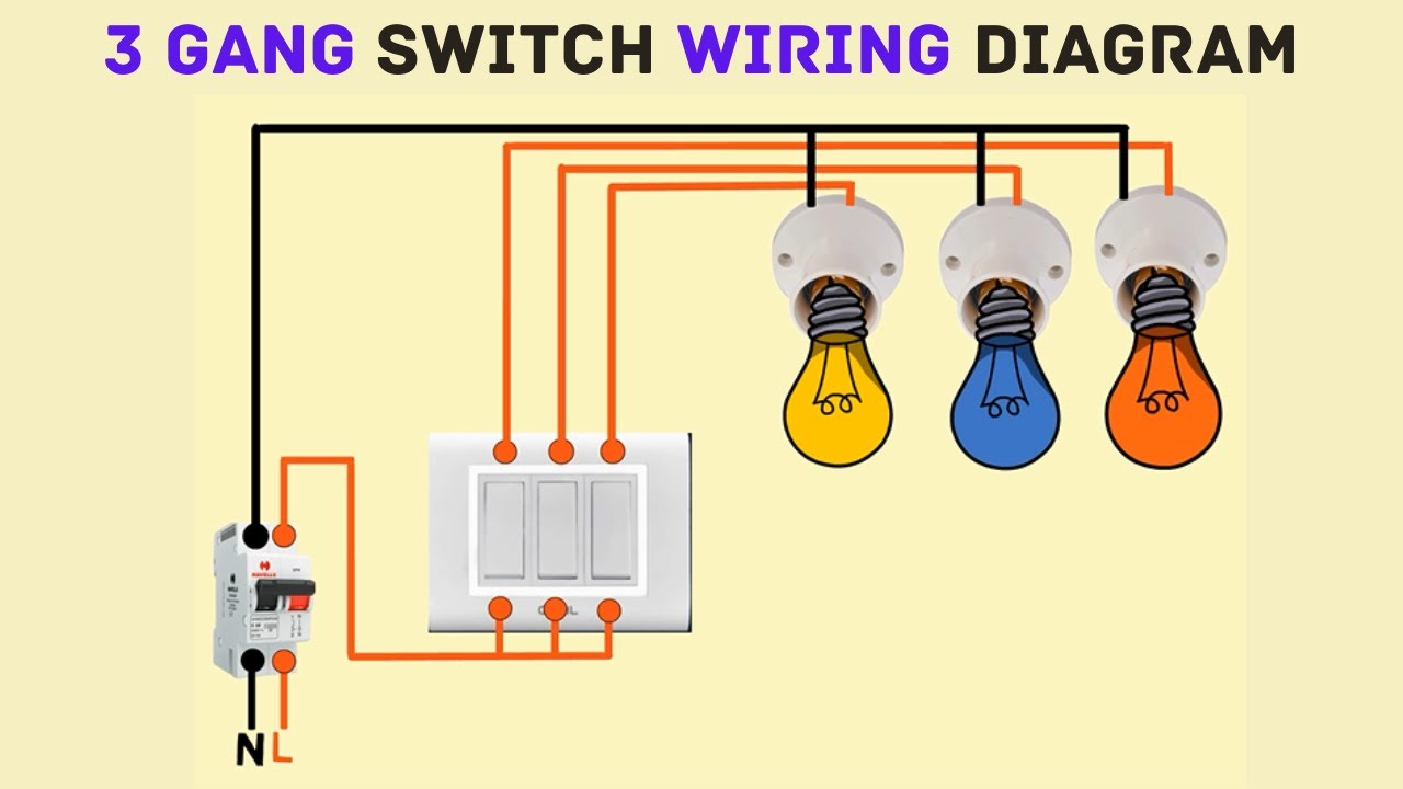 3 Gang Switch With 3 Lights Diagram YouTube
