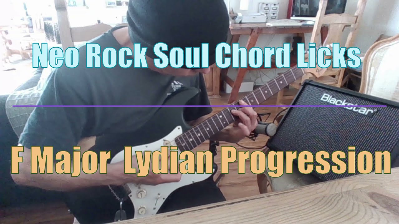 Neo Rock Soul Lead Guitar Licks Soloing F Lydian Chord Progression Exercise - Jean Marc Belkadi