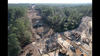 Crestview Bypass progress (12.13.21) - Phase V land has been cleared and work has begun on a bridge