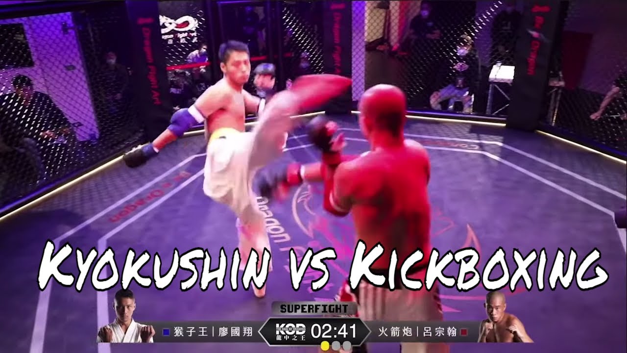 Kyokushin Yellow Belt Puts Up Good Battle Against Kickboxer - YouTube