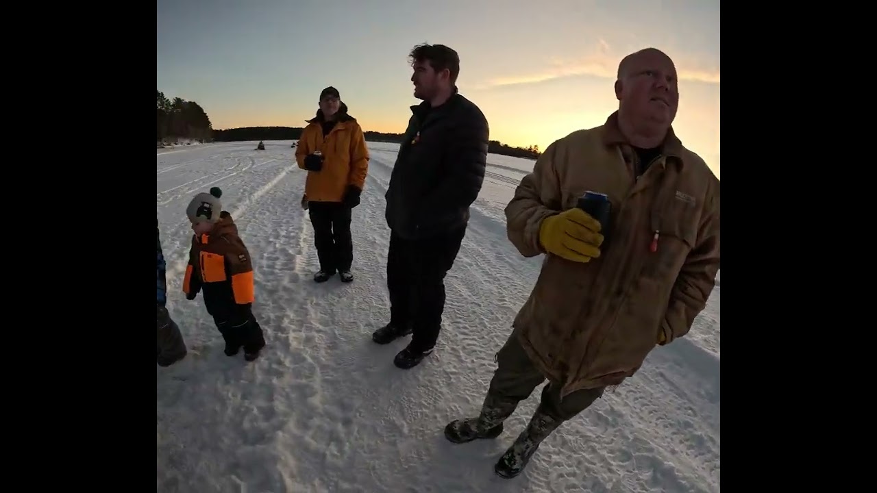 Little mans first fish on a tip-up