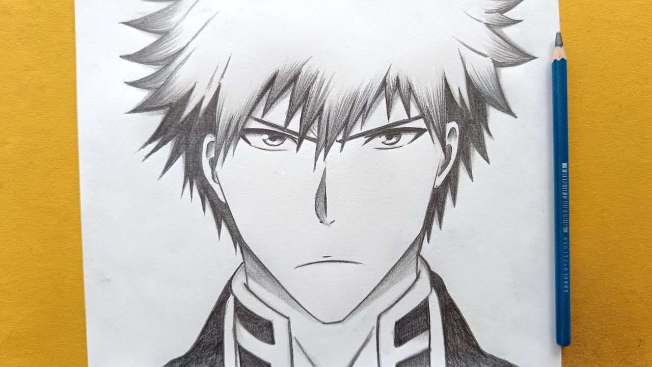 Ichigo kurosaki from Bleach Drawing for beginners || Easy Anime drawing ...
