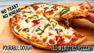 How to make POURABLE [LIQUID DOUGH] Pizza | NO YEAST, NO KNEAD Pizza