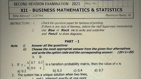 12th std business maths second revision exam question paper 2023