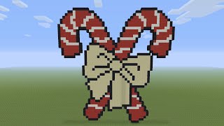 Minecraft Pixel Art - Double Candy Cane With Bow