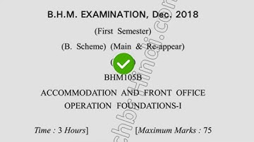 2018 Dcrust BHM 1st Sem Accomodation & Front Office Operation Question Paper