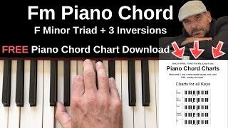 Fm Piano Chord | F Minor Triad   Inversions Tutorial   FREE Chord Chart