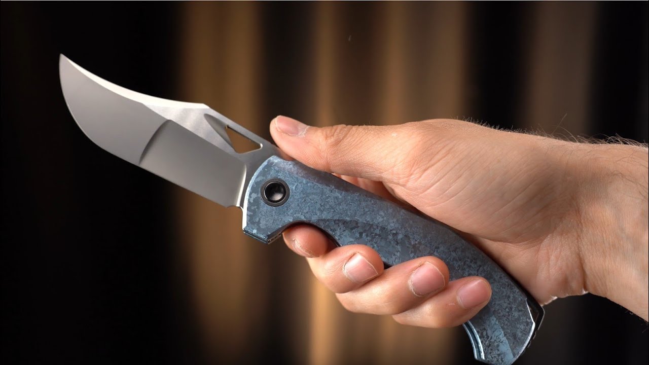 Нож TuoTown Bicornis сталь TMAX рукоять Blue Crystal Ti