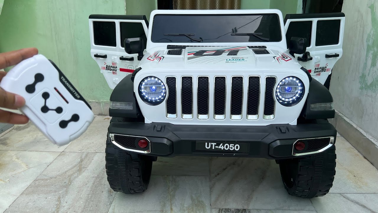 RC Jeep Rubicon Unboxing & Testing | 4WD Remote Control Ride on Jeep ...