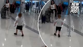 Toddler reunites with his grandpa at airport in emotional video: ‘I’m coming, Papa’