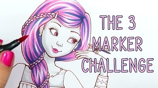 CHALLENGE! DRAWING with 3, 12 and 48 COLORS! 