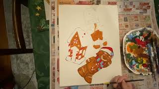 Gingerbread Blow Mold Painting Christmas 2022 Day 2