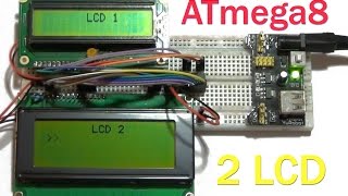ATMega8 + 2 LCD (16x2 & 20x4)