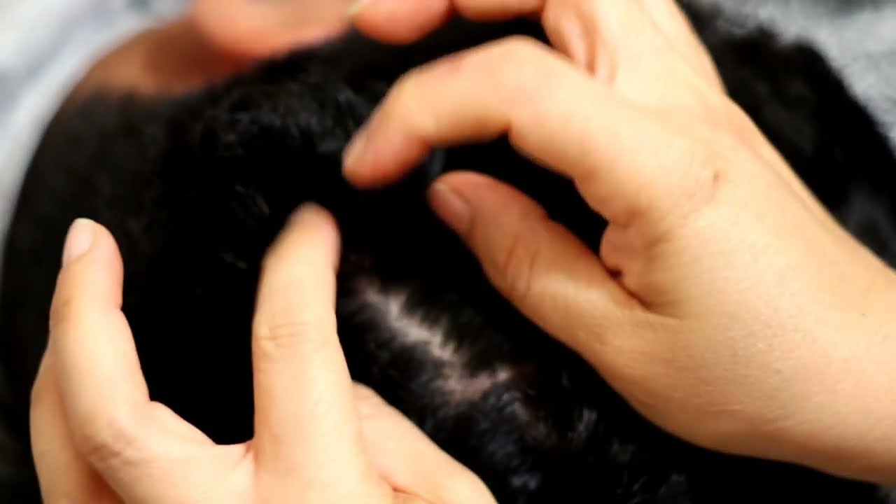 Asmr/ Short hair checking/ with rain😌