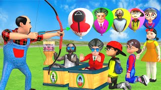 Scary Teacher 3D Challenge To Find The Honeycomb Candy Shape Through Balloons and Doll Squid Game