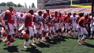 Illini Football Team Dances to the Marching Illini Low Brass