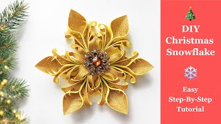 DIY 3D Christmas Snowflake | Easy Christmas Ornaments Tutorial | Glitter Foam Snowflake DIY Tutorial