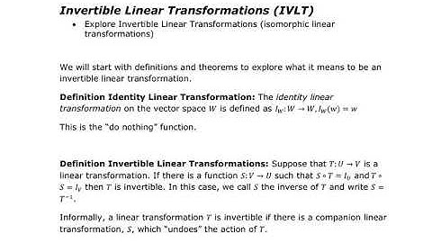 MATH118 - Invertible Linear Transformations