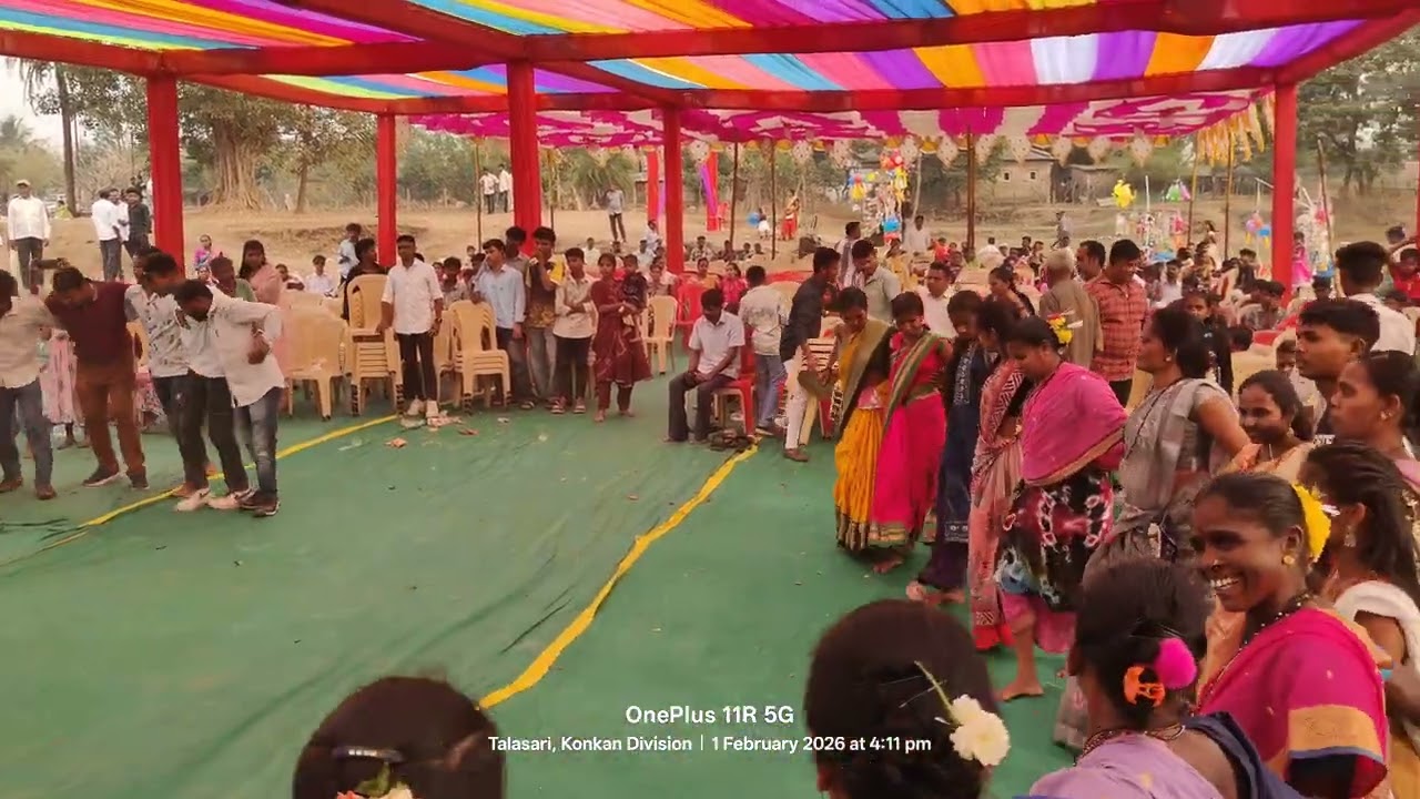 धुंदलवाडी ब्राह्मण पाडा आंबात परिवार स्नेहसंमेलन 2026 आदिवासी सांस्कृतिक तारपा नृत्य 