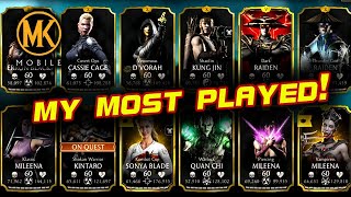 MY MOST USED CHARACTERS! | MK Mobile: Fatal Klassic Tower Battle 200