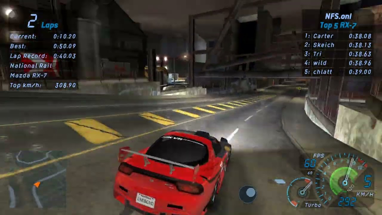 NFS Underground - National Rail - 39.64 - No NOS - Mazda RX-7