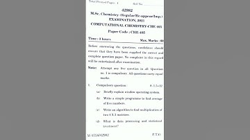 Question paper of computational chemistry 2021  #IGU Meerpur Rewari.