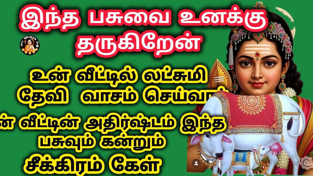 உன் வீட்டின் அதிர்ஷ்டம் பசு தான் கோமாதா தான் அதை நீ தொடும் நேரத்தில் அதிர்ஷ்டம் உன் வீட்டு கதவை