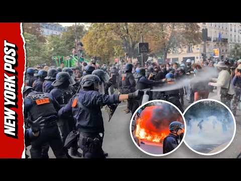 Chemical Irritants Deployed as Paris Protesters Unleash Huge Fires