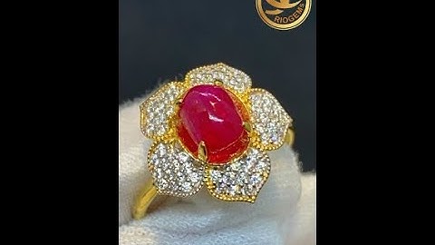 Bộ nhẫn nữ VÀNG 10K đính đá RUBY Lục Yên đỏ đính tấm quyến rũ