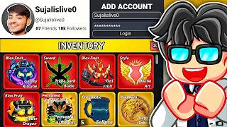 I Logged Into @SujalisLiveOfficial Account In Blox Fruits Roblox!