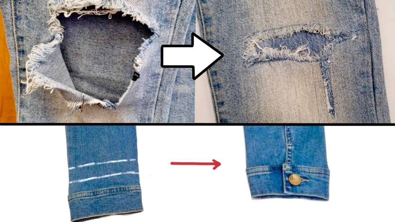 Ripped Ripped-Jeans Hole Patch & Jean Jacket Sleeve Shortening 