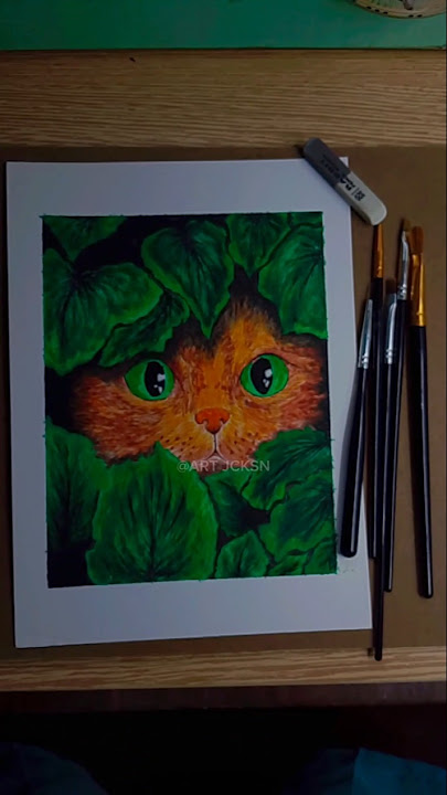 Orange Cat Cute Painting🧡🐱 #art #painting #shorts